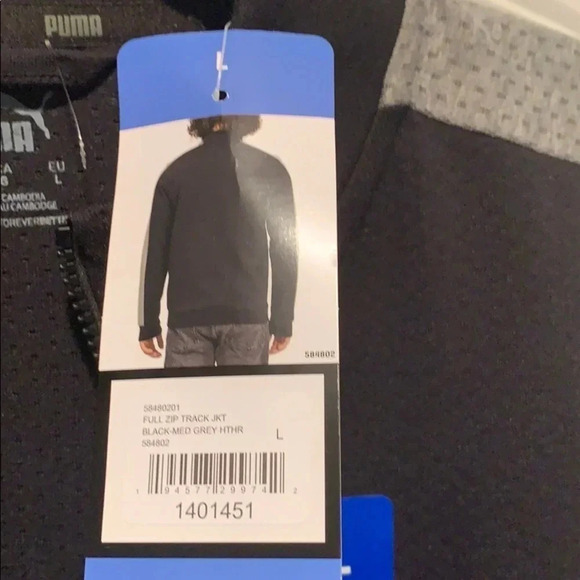 Puma Logo Jacket Full Zip Track Jacket Cardigan Black - Picture 9 of 13